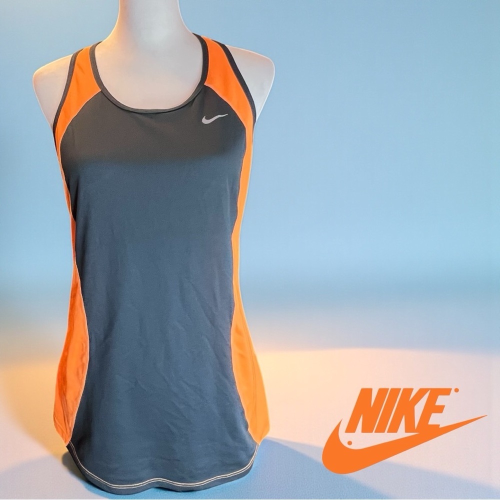 Nike Dri-FIT Women’s Athletic Tank Top - Gray & Orange Colorblock Medium